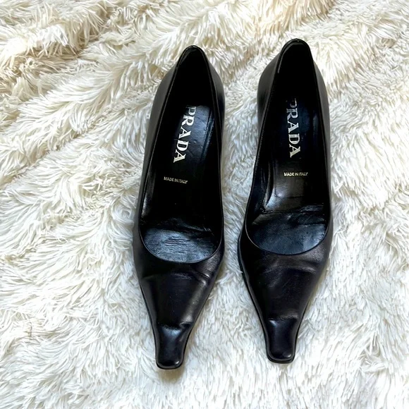 【K】PRADA Leather Low Heels Prada Leather 55MM Mules | Saks Fifth Avenue
